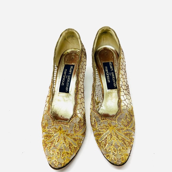 Stuart Weltzman For Martinique Gold Colored High Heels US 8 1/2 NO HEEL CAPS - Picture 8 of 15
